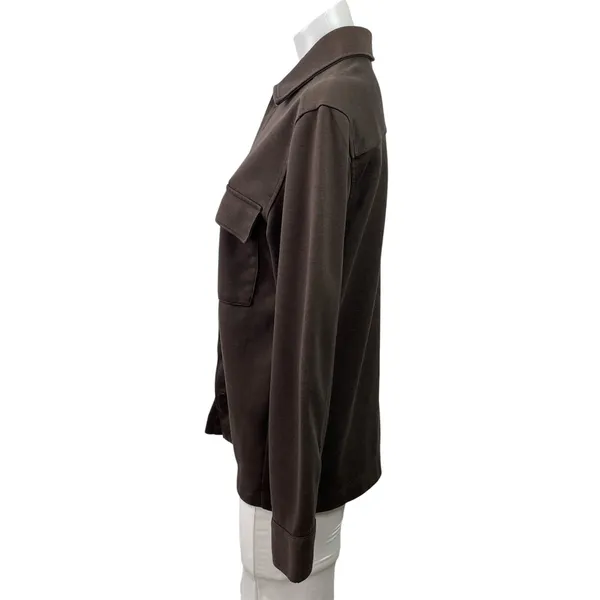 H&M Women's Brown Chest Pocket Long Sleeve Button Down Overshirt Top Size S - Image 2