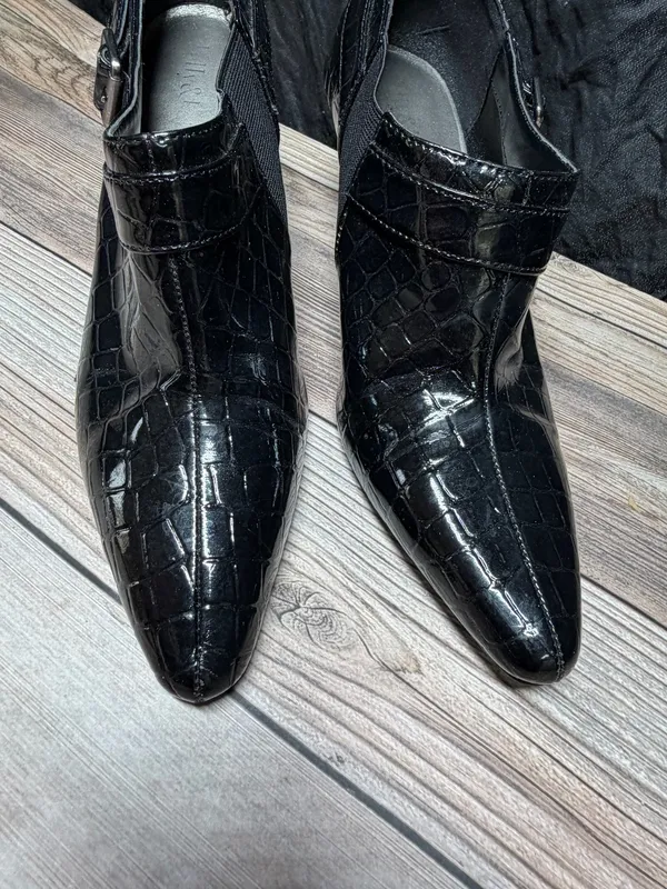 Kelly & Katie Paten Leather Faux Alligator Booties Size 8 - Image 2