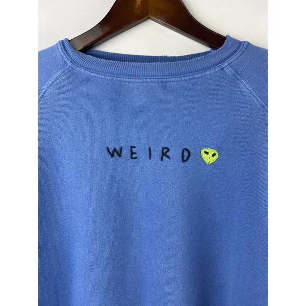 Women’s I.S.M.B.S Medium Colbalt Blue Weird Alien Sweatshirt - Image 2