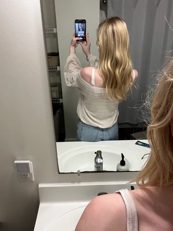 Free People Cream Long Sleeve Off Shoulder Sweater - Image 2