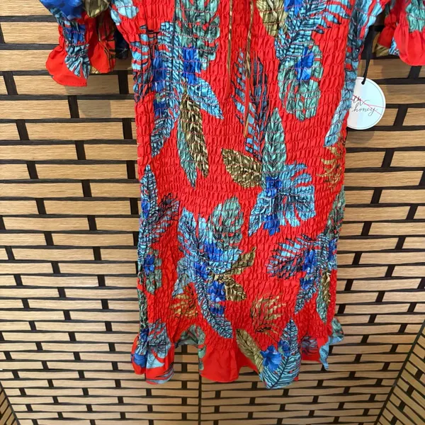 Milk & Honey Red Floral‎ Dress Size Medium - Image 6