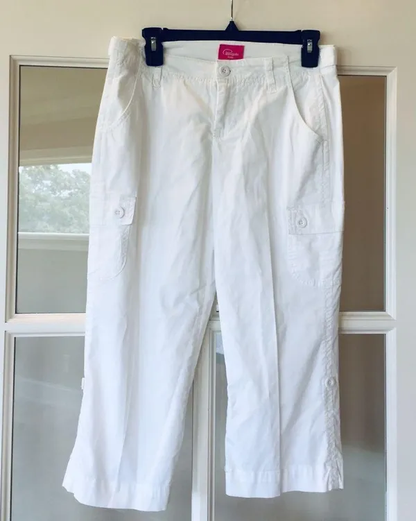 Pappagallo White Capris Crop Pants Womens 4P Cargo - Image 4