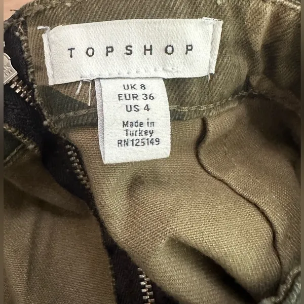 Topshop Camo‎ Overall Mini Dress Pinafore Skirt US 4 - Image 10