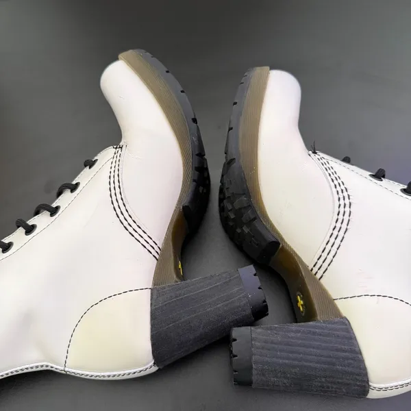 Dr Martens Darcie Heels White Leather Lace‎ Up Boots Size 7 Statement Chunky - Image 11