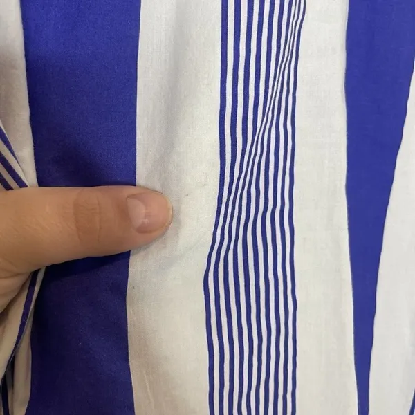 J Crew Button Front Cotton Poplin Tunic Popover Blouse Blue White Stripe Size S - Image 2