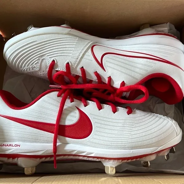 Nike Women’s‎ Cleats Lunarlon Size 8.5 White/Varsity Red New - Image 4