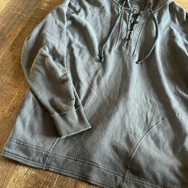 Aerie oversized hooded pull over dark wash gray - Image 2