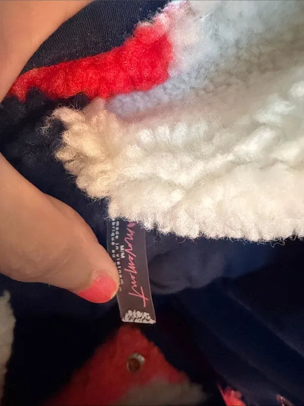 Free People Hit The Slopes Fleece Jacket Womens Coral Carpet Retro Casual Cozy - Image 3