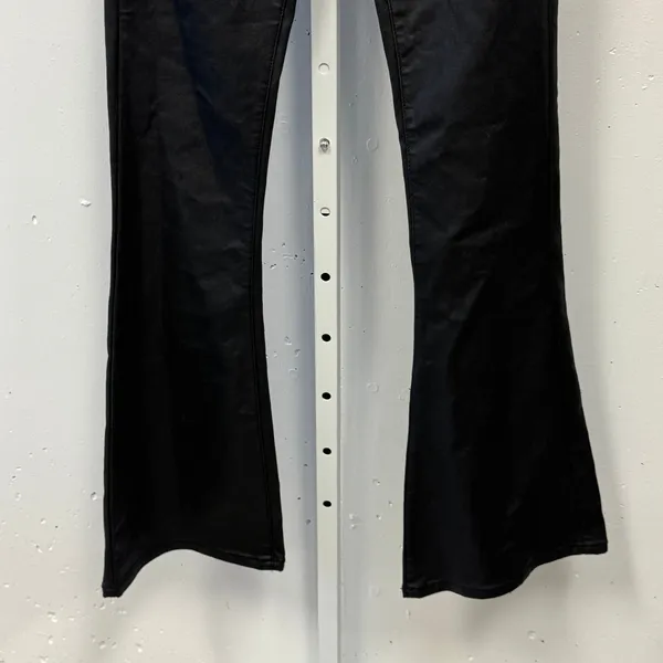 Edikted Coated High Rise Flare Jeans Waxed Denim Pants Size Medium Black Stretch - Image 4