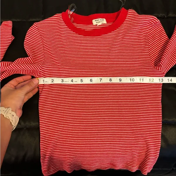 Heart & Hips Red Striped Cropped Long Sleeve Top Size Small - Image 7