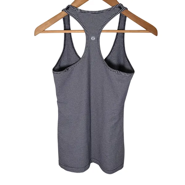 Lululemon Navy Blue Gingham Racerback Tank Top Slim Fit Athletic Scoop Neck - Image 4