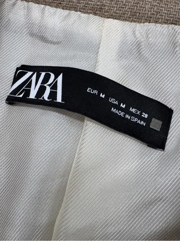 Zara Made in Spain Structured Longline Blazer Coat Beige Tan NWOT Size M - Image 8