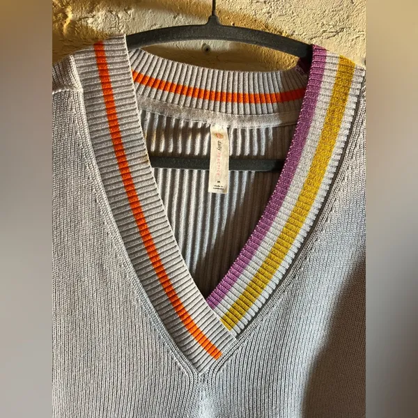 Anthropologie Daily Practice NWT multicolor Striped V-Neck Sweater dress, lovely - Image 7
