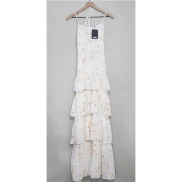 NWT Reformation Foxglove Tiered Ruffle Maxi Dress 2 Opium Floral Georgette - Image 5