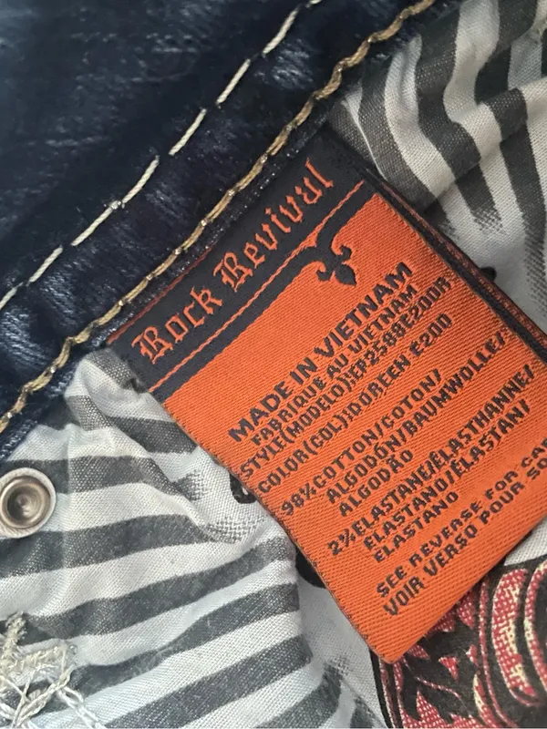 Rock Revival Doreen Easy Boot Cut Jeans Rhinestone Fleur De Lis Size 32 - Image 7