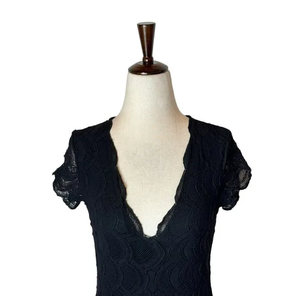 Nightcap Victorian Dress Women XS Black V‎ Neck Short Sleeve Lace Whimsigoth - Image 5