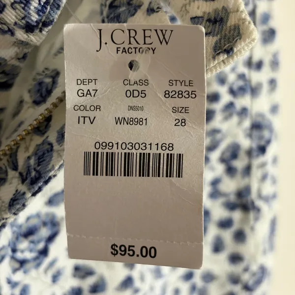 J.Crew Factory Toothpick Ankle Jeans 28 Blue White Floral Super Skinny 82835‎ - Image 6