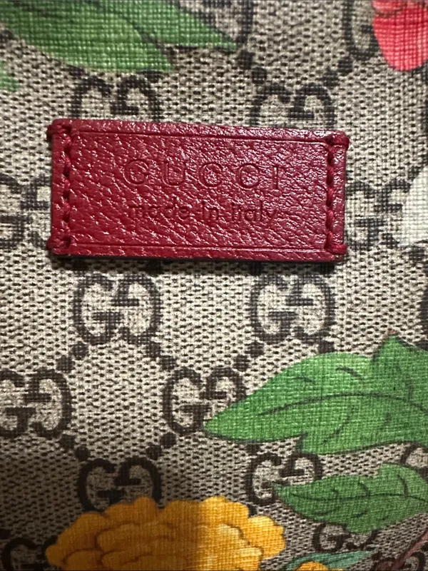 Gucci GG Canvas Backpack with Red Trim and Multicolor Floral Print - Image 2