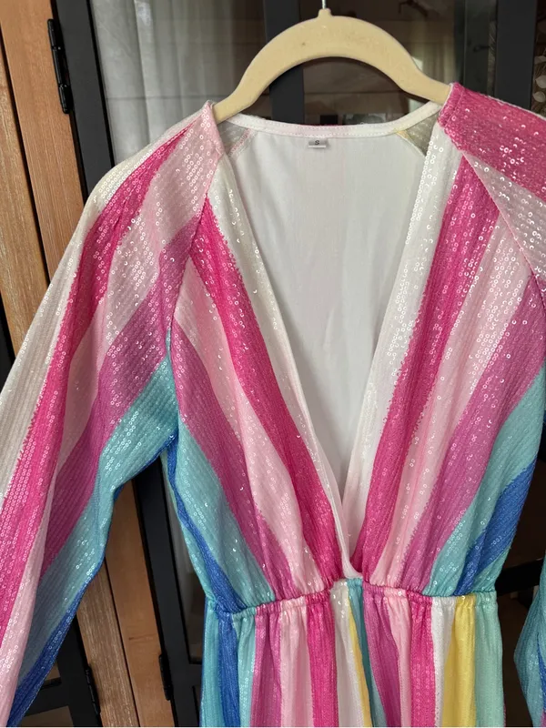 Amazon Sequined romper lover taylor swift unicorn pastel striped rainbow Gabrielle - Image 6
