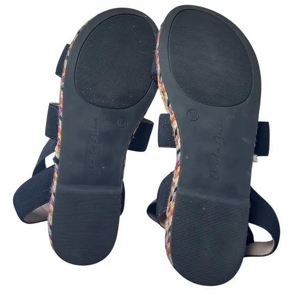 Amelia Grace Women 7.5 Medium Open Toe Cork‎ Beige Colorful Bohemian Sandals - Image 4