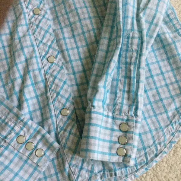 Aeropostale Vintage Y2K Plaid Pearl Snap Button Down Western Shirt - Sz Small - Image 7