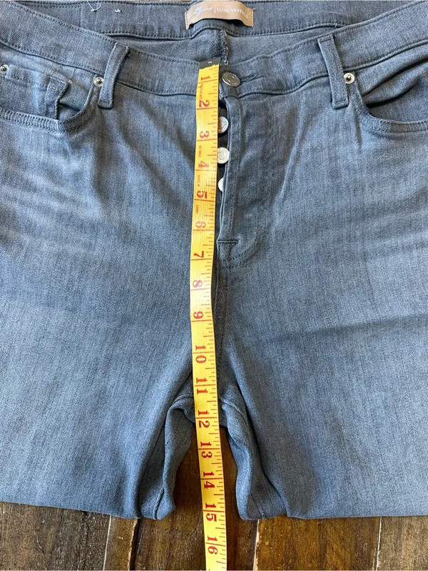 7 For All Mankind Grey Button Fly Skinny Jeans Size 32 - Image 9