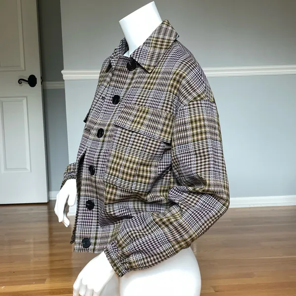 Vero Moda Plaid Check Jacket Shacket Women’s Size US 2 EU 34 Button Front - Image 5