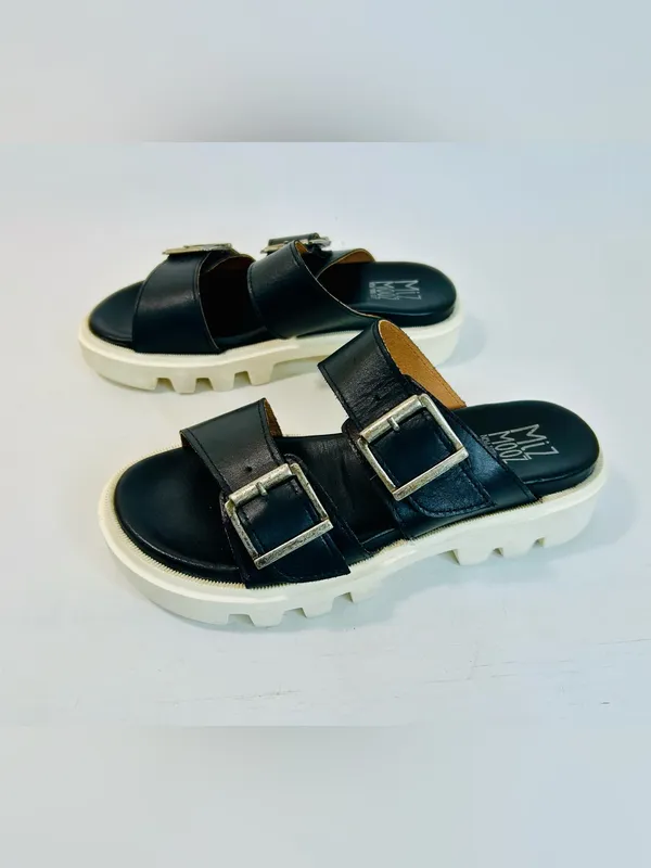 Miz Mooz Peyton Black Leather Lug Sole Platform Slide Sandals Size 39/US 8.5-9 - Image 5