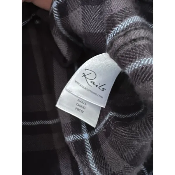 Rails Bianca Flannel Shirt Dress Women's‎ Buttondown Small Grey Black Plaid Cozy - Image 4