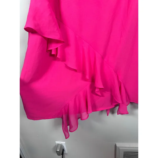 Showpo Zaria Mini Dress Women 14 Hot Pink Asymmetric Ruffle Barbiecore Cocktail - Image 3