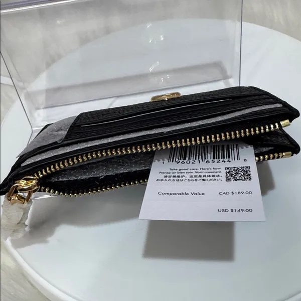 Kate Spade Black Card Wallet with Gold Accent - Image 4