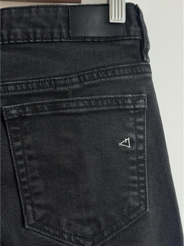 Hidden Jeans Black Split Hem Flare Jeans Size 28 Raw Hem Stretch Denim - Image 7