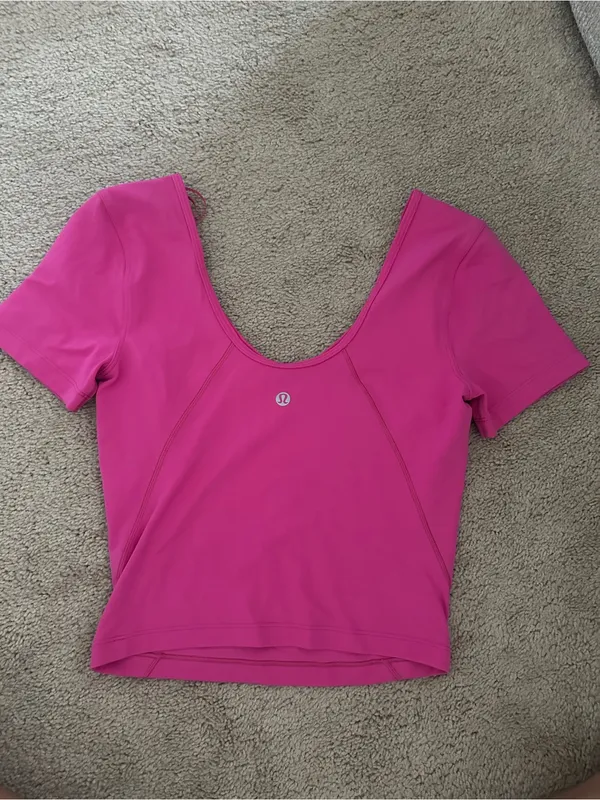 lululemon athletica Short Sleeve Scoop Neck Top in Fuchsia Pink - Image 2