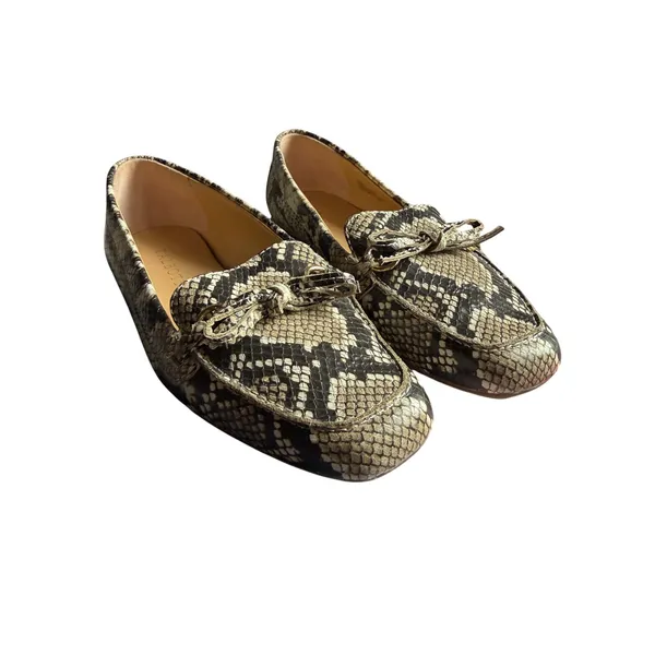 Talbots Snakeskin Leather Loafers Women's 7.5M | Neutral Flats - Image 3