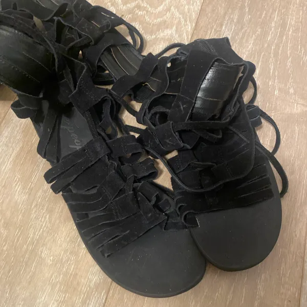 Free People Cypress Suede X Embroidered Calf Lace Up Gladiator Sandals Shoe 7 37 - Image 3