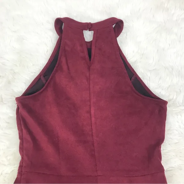 ALTAR"D STATE Burgundy Faux Suede Halter Mini Dress Size Small Sleeveless‎ Fall - Image 8