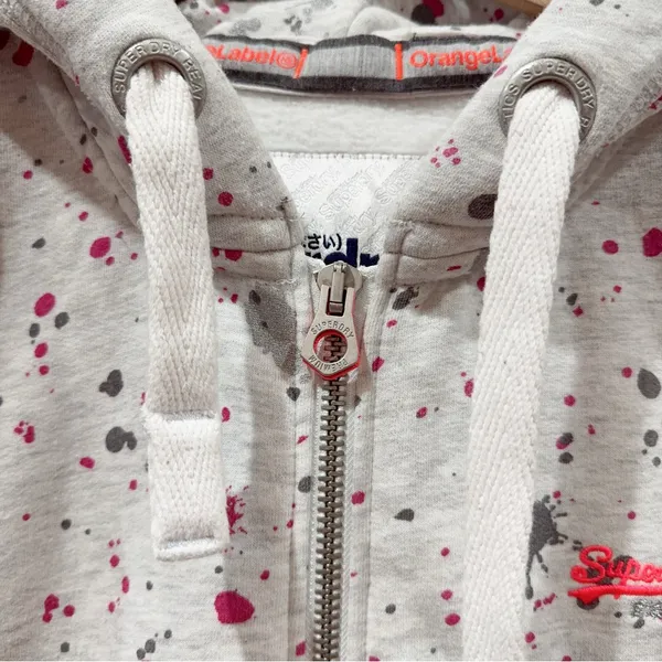 Superdry Orange Label All Over Print Full Zip Sweatshirt Size L Preowned - Image 4