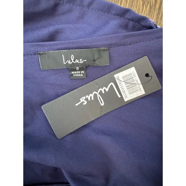 NWT Lulus Deja Vu One Shoulder Sequin Dress Navy Blue Size Small - Image 7