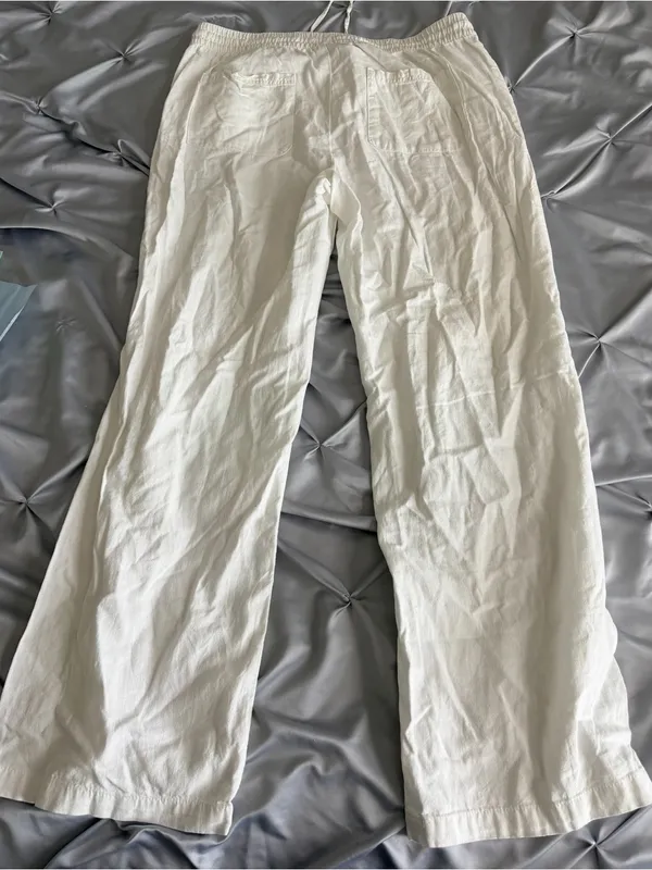 Old Navy White Wide-Leg Drawstring Pants - Image 2