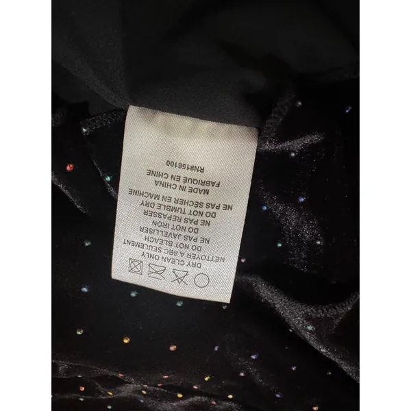 Retrofête Flora Black Velvet Polka Dot Wrap Dress Women’s Size Small - Image 9