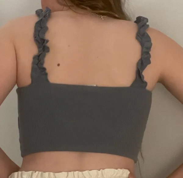 Aritzia Blue Ruffle Strap Tank - Image 2