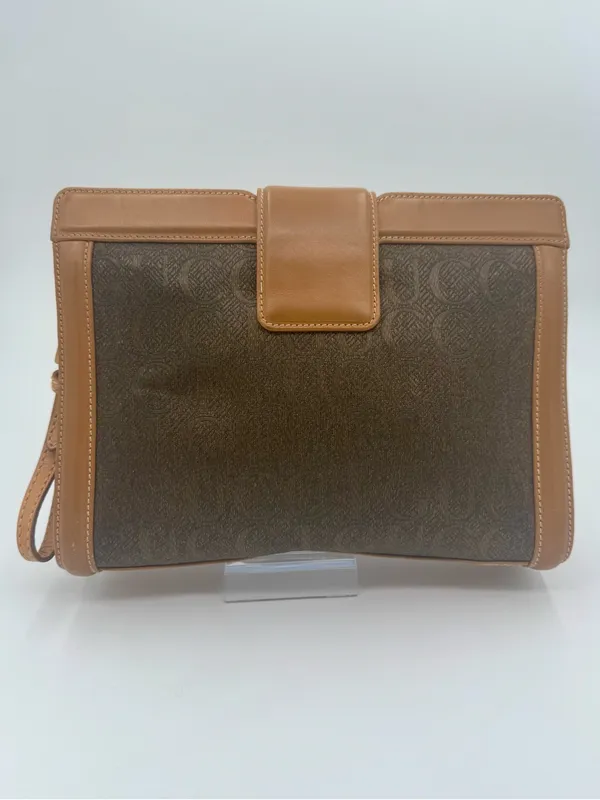 GUCCI Vintage GG Monogram Silk Jacquard Wristlet Clutch Brown - Image 2