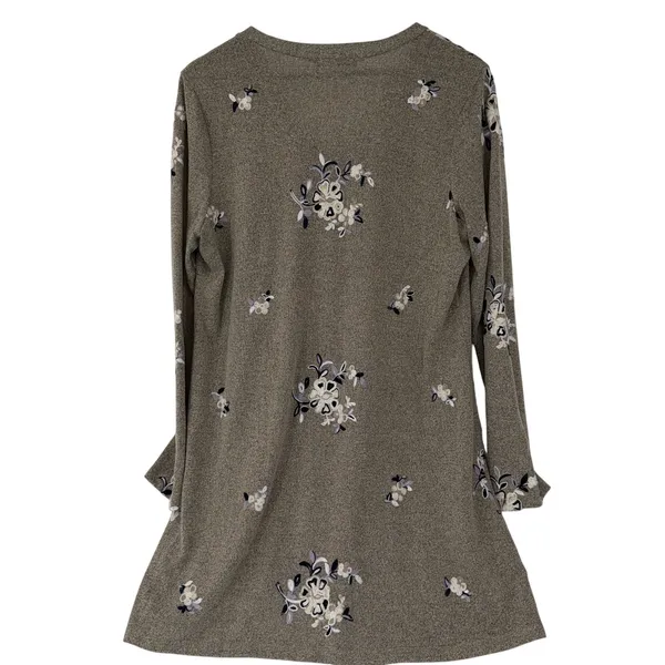 Figueroa & Flower Floral Embroidered Longline Cardigan Sweater Grey Boho Size XL - Image 16