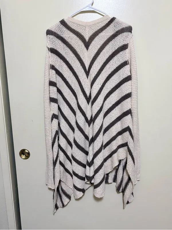 Free People Oversized Circle Back cardigan featuring a striped, asymmetrical - Image 5