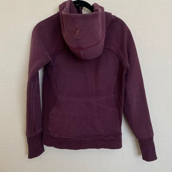 Lululemon zip up Scuba Classic Cotton Fleece Heathered Bordeaux Drama size‎ 4 - Image 9