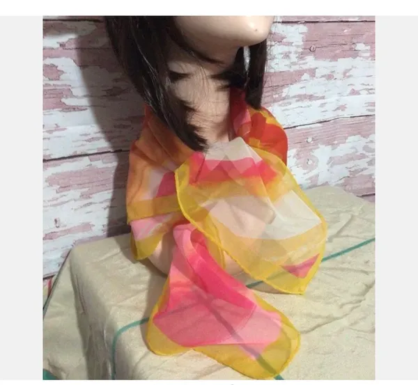 Super Groovy Vintage Chiffon Nylon Square Scarf 60’s 70’s Psychedelic Colors - Image 6