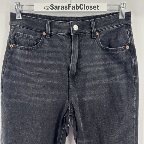 American Eagle Mom Straight Jeans Black Distressed Denim Women's Size 4‎ Short - Image 3