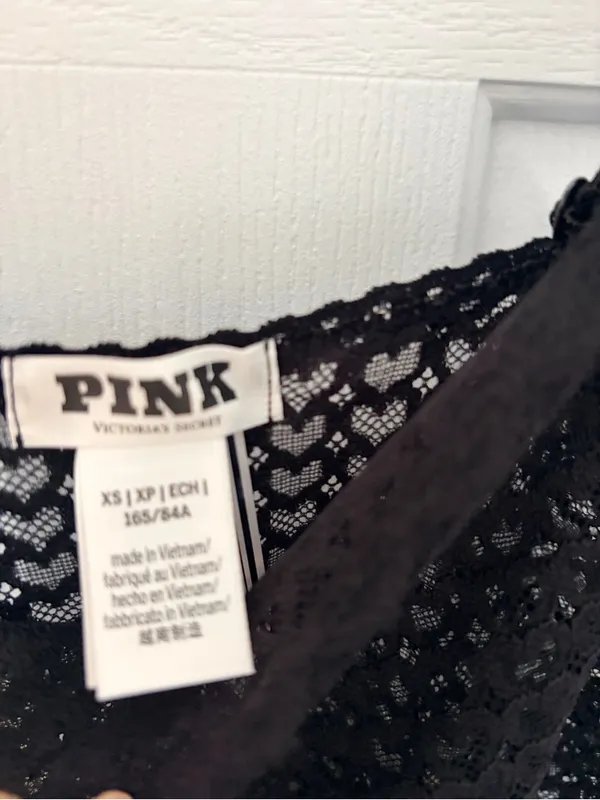 PINK Victoria's Secret Black Heart Lace Swim Cover-Up Slip - Image 5