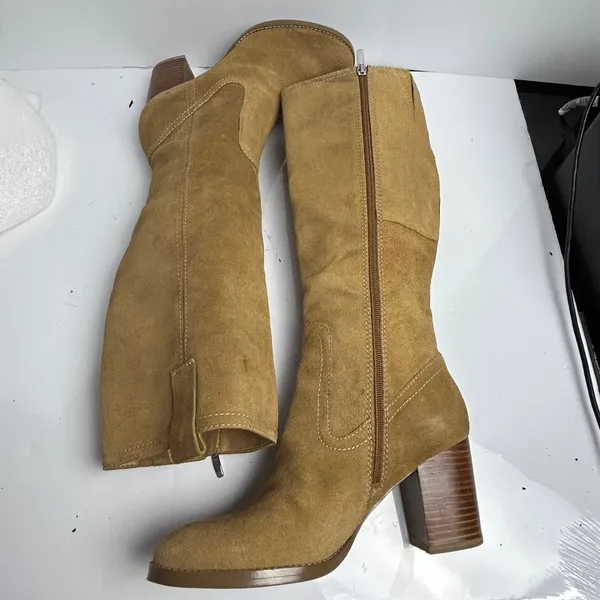 Enzo Angiolini Eajenya Tan Suede Knee High Block Heel Boots Womens 9M - Image 11