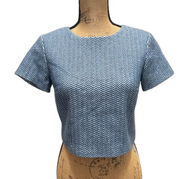 Alice + Olive Sarina Chevron Print Jacquard Crop Top‎ Blue As Seen On TV Size XS - Image 3